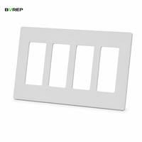 Plaque murale BAREP 4 modules sans vis pour prises Decora, homologuée CULus UL94 V2 PC, pour prises et interrupteurs duplex standard américains