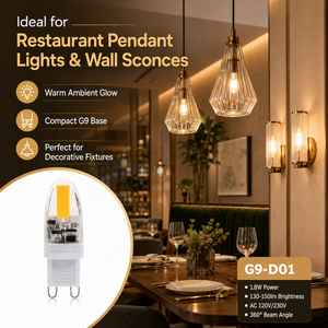 G9 LED <b>Bulb</b> 1.8W 150-200lm 110lm/W High Efficacy COB 3500K Warm White 360° Candle Lamp AC120V/230V OEM Factory - Product Image 5
