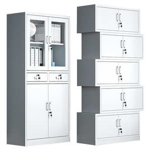 Middle Table Metal <b>Filing</b> <b>Cabinet</b> 4 Layers With Glass Doors Lock Office Storage <b>Cabinet</b> - Product Image 2