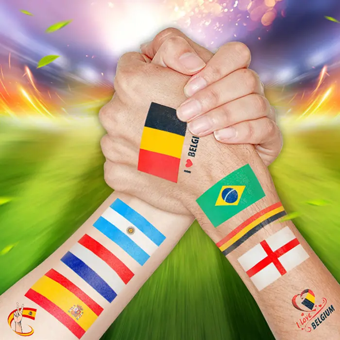 Tifosi di calcio faccia tatuaggio bandiera della squadra nazionale banner adesivi tatuaggio temporaneo impermeabile