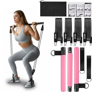 Kit de barre de yoga et de fitness Pilates réglable en 3 sections détachables avec bande de résistance pour squats profonds et levage des hanches - Product Image 2