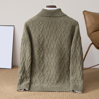 Cardigan 100 % Laine avec Logo Personnalisé, Couleur Unie, Tricoté, Col Montant, Veste en Laine pour Homme, Manteau Épais 5gg, Haut en Laine Chaud pour l'Hiver