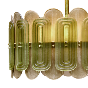 <span class=keywords><strong>Lustre</strong></span> <span class=keywords><strong>Art</strong></span> Déco en verre de Murano vert et fumé avec source de lumière LED, structure en fer, taille moyenne - Product Image 5