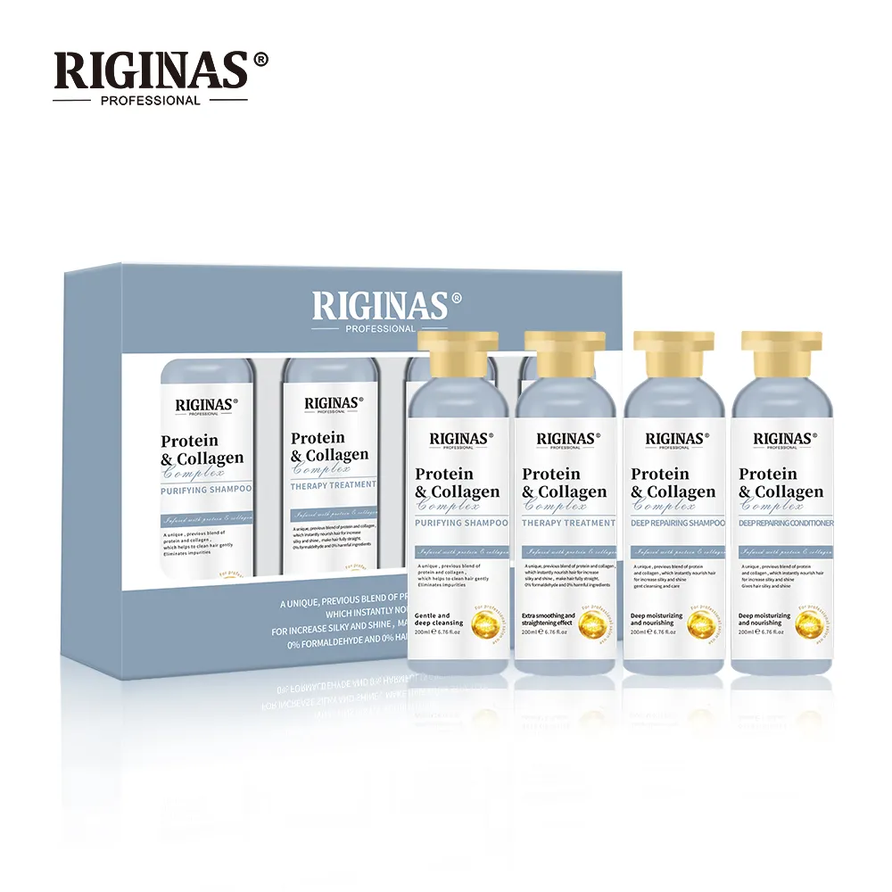 Riginas Private Label Kératine Traitement capillaire brésilien Lissage Traitement à la kératine sans formaldéhyde