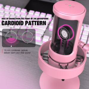 Microphone <span class=keywords><strong>Fifine</strong></span> <span class=keywords><strong>A8</strong></span> rose, microphone à condensateur USB pour studio d'enregistrement, microphone de streaming en direct, microphone de jeu professionnel RGB - Product Image 4