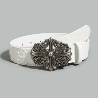 Ceintures de marque de style punk gothique, ceinture Y2K 1 1, ceinture classique pour homme avec boucle croisée en cuir PU noir pour homme et femme