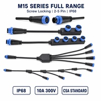 Connecteur circulaire étanche IP68 M15 F-type Y-type UL94-V0 à verrouillage par vis, 10A 5A, prise mâle/femelle pour câble d'éclairage LED de rue