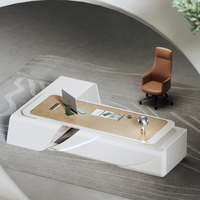 Bureau de direction en pin de luxe, bureau modulaire en bois laqué haut de gamme, ensemble de chaise de direction moderne pour président ou directeur