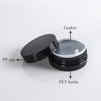 Pot en plastique noir pour crème avec large ouverture, disponible en 25 g, 30 ml, 50 ml, 100 ml, 200 ml, 500 ml
