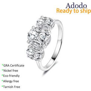 9 Adodo perhiasan tanpa cacat nama ukir S925 perak Oval Cut 4 karat Vvs1 Moissanite 3 buah cincin berlian untuk wanita pernikahan - Product Image 1