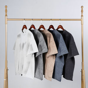 TKAN 176, venta al por mayor, ropa de calle de algodón de alta calidad, camiseta teñida con dobladillo crudo, cuello grueso, camiseta para hombre, camiseta de gran tamaño Boxy Fit - Product Image 1