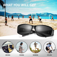 Lunettes de soleil sport enveloppantes à porter par-dessus, verres polarisés en PC, monture en plastique, protection UV400, pour hommes et femmes, cyclisme, pêche