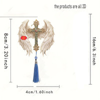 [Gorgeousxx] Pendentif 2D en acrylique en forme de croix avec ailes d'ange, décoration pour clé de voiture, accessoires quotidiens