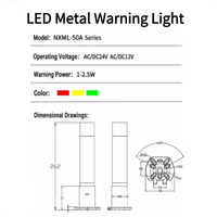 Luz de Advertencia Tricolor de Metal con Grabado Interno LED, Indicador de Señal de Cristal Acrílico con Alarma Audible y Visual 12V/24V