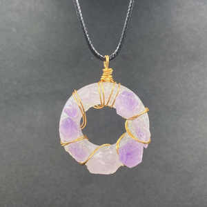 Círculo Donut cristales curativos colgante <span class=keywords><strong>collar</strong></span> 35mm Druzy amatista <span class=keywords><strong>cuarzo</strong></span> <span class=keywords><strong>rosa</strong></span> <span class=keywords><strong>amuleto</strong></span> suerte curación piedras preciosas hombres mujeres - Product Image 2