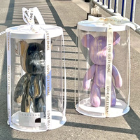 Boîte d'emballage transparente pour ours fluide DIY, boîte cadeau transparente, boîte ronde transparente pour ours Violent Bear, pour bearbrick