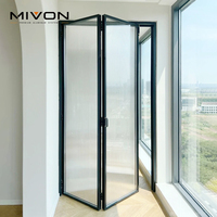 Porte pliante accordéon en verre à cadre fin en aluminium, séparateur de pièce intérieur noir, cloison pliante industrielle