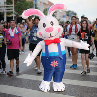 Costume de mascotte de lapin de Pâques gonflable avec ventilateur, matériau Nelon, hauteur de 2 m pour adultes unisexes, fêtes de carnaval