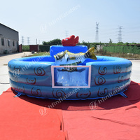 Taureau mécanique gonflable de rodéo de matelas d'arène d'équitation de taureau de jeux extérieurs roses
