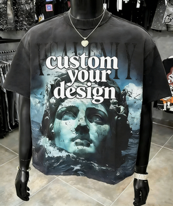T-Shirt Premium in Cotone 300gsm con Lavaggio Acido, Stile Vintage Oversize, Logo Personalizzato con Cristalli e Strass, Streetwear all'Ingrosso - Product Image 1