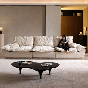 Divano Moderno Morbido Effetto Nuvola, Nuovo Divano di Design in Velluto <span class=keywords><strong>con</strong></span> <span class=keywords><strong>Schienale</strong></span> Regolabile, Popolare Stile Crema, Seduta Ampia per Soggiorno e Casa - Product Image 6