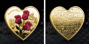 Monedas Conmemorativas de Metal en Forma de Corazón con Rosas, Tema Romántico de Amor, para el Día de San Valentín, Regalos Empresariales, Venta al Por Mayor - Product Image 2