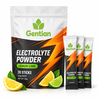 Poudre d'électrolytes Citron-Lime, 20 sachets, Emballage imprimé personnalisé avec motif éclair, Personnalisation de marque pour la vente au détail, Boisson sportive