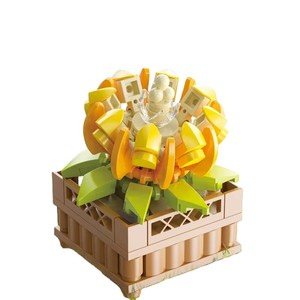 Ensemble de blocs de construction de fleurs, <span class=keywords><strong>mini</strong></span> plante botanique, collection de bonsaï violet, décoration pour la maison, le bureau, bricolage, micro-briques succulentes, jouet pour enfant - Product Image 1