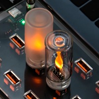 Luz LED USB para Coche, Luces Decorativas, Enchufe USB, Luz Ambiental Interior para Vehículo, Mini Lámpara LED Retro de Cristal Transparente para Coche y Camping