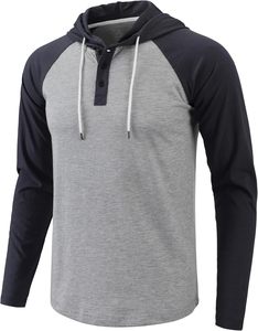Men's Casual Athletic <b>Workout</b> <b>Hoodie</b> Lightweight Embroidered Jersey Sweatshirt with Long Sleeve and Drawstring - Product Image 1
