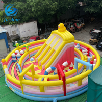 Terrain de jeux gonflable de dessin animé Jungle thème d'amusement parcours d'obstacles gonflable enfants intérieur extérieur trampoline parc rond