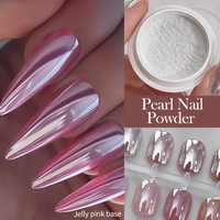 Poudre à ongles NICOLE DIARY populaire, blanche transparente, effet chrome, pigment métallique argenté effet miroir pour nail art glacé et donut