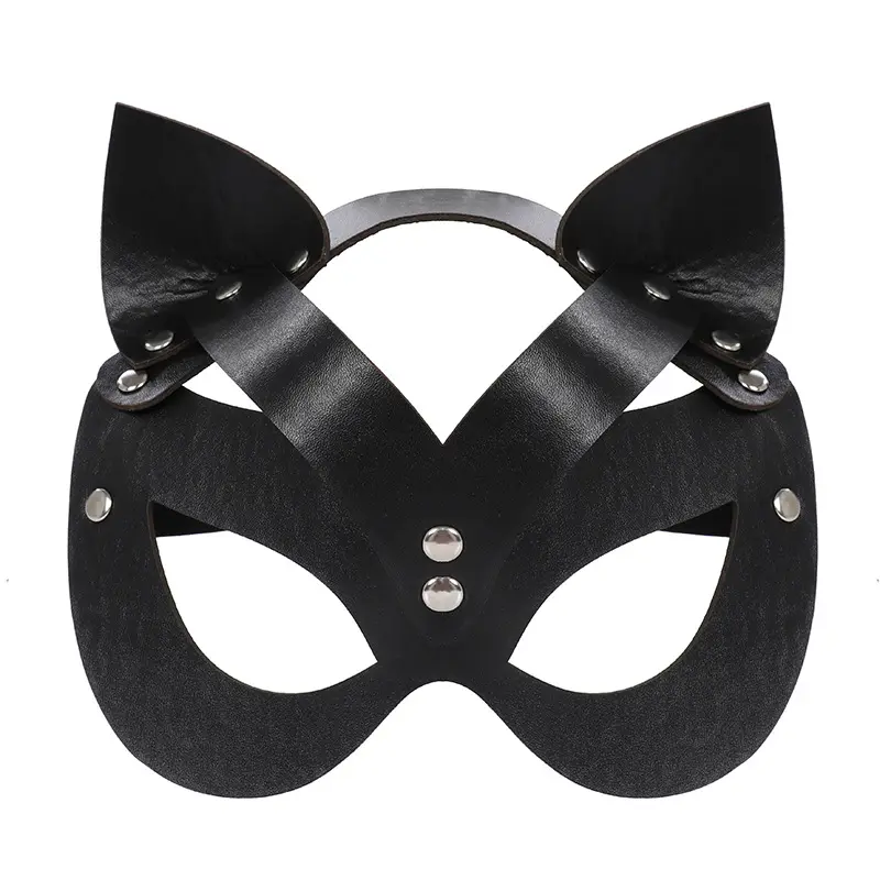 WY Women PU Leather Halloween Sexy Leather Anime Eye Mask Cosplay Masquerade Erotic Party Goth Harness Bdsm Bondage Fetish Mask