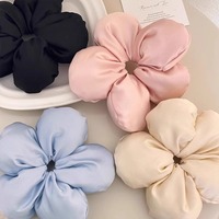 Coletero de satén con diseño floral, elástico, suave y de gran tamaño, para coletas, moños y trenzas, para mujeres y niñas, uso diario, verano
