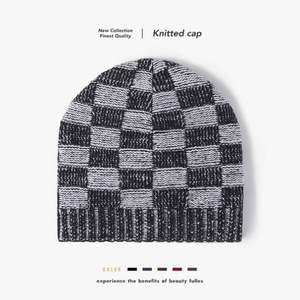 Gorro de punto sin borde con forro polar para hombre, gorro de moda, gorro de punto jacquard cálido y grueso - Product Image 1