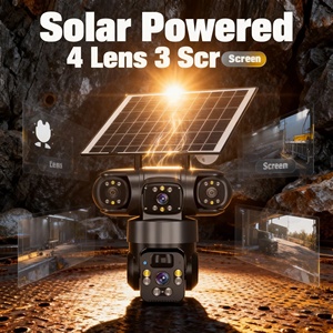 Caméra PTZ solaire 4G SIM extérieure étanche 12MP V380Pro <span class=keywords><strong>4</strong></span> objectifs avec panneau solaire et 3 écrans pour ferme - Product Image 5