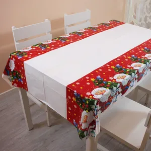 Christmas Tablecloth 108 * 180cm Disposable PE Plastic Tablecloth For Santa Claus Party Decoration