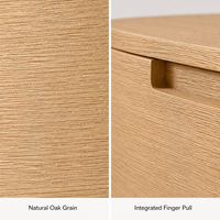 Table de chevet ovale en bois foncé fumé à 3 tiroirs pour chambre à coucher, avec tiroir escamotable, personnalisable OEM ODM