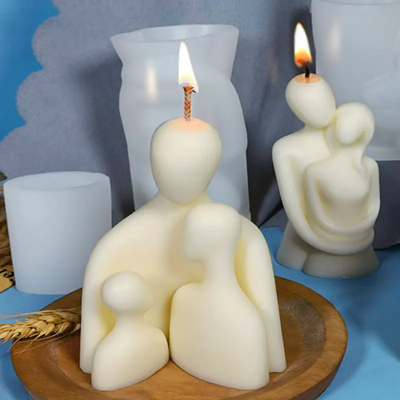 BXR69 Besafe ins scented home decoration family lovers 3D handmade silicone body candle molds for candle making