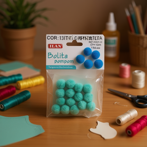 Pompon Ilan Bolita 1,5 cm Turchese per Decorazioni Artigianali - Product Image 3
