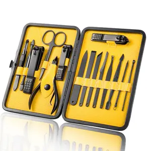 Conjunto de manicure e pedicure em aço inoxidável, ferramenta profissional para cuidados com as unhas, kit cortador de unhas para uso doméstico e em viagens