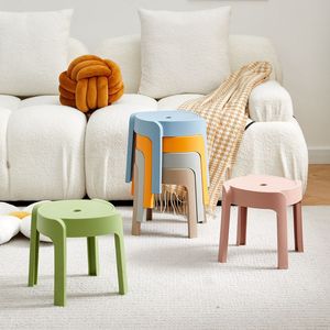Pack Plastic Stackable <strong>Stool</strong> Stack <strong>Stools</strong> Colorful Nesting Portable Plastic Round Desk for Classroom Students School Home <strong>Office</strong> - Product Image 2