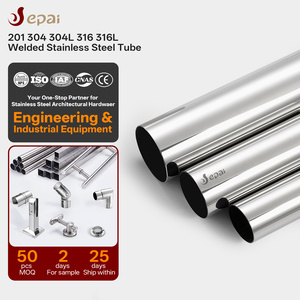 Tubo <span class=keywords><strong>de</strong></span> Acero Inoxidable Soldado Cuadrado y Redondo Pulido Espejo AiSi ASTM A269 A270 A554 SUS 304 304L 316 316L para Accesorios <span class=keywords><strong>de</strong></span> Barandilla - Product Image 1