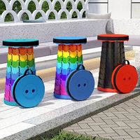 Tabouret pliable télescopique, mini tabouret de pêche pliable pour les voyages en voiture et les files d'attente