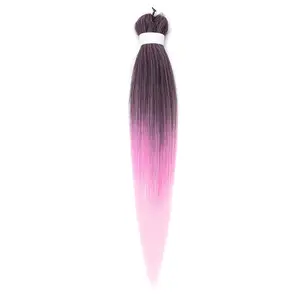 26inch 90grams Pré Esticado Cabelo Preto Rosa Azul Roxo Fibra De Baixa Temperatura Sintética Pré Esticado Trança Extensões De Cabelo