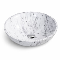 Évier rond en marbre blanc de Carrare naturel, fait main, pour lavabo de salle de bain de luxe ou hôtel, design moderne