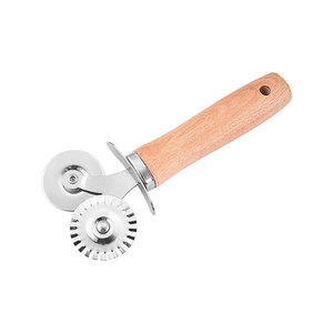 Stainless Steel Pizza Cutter 9 Cm Blade Wooden Handle Kitchen Baking Tool - Product Image 2
