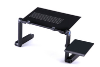 Support d'ordinateur portable fiable avec ventilateur de refroidissement, bureau portable pour canapé et lit, table pliable en alliage d'aluminium avec tapis de souris