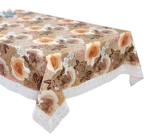 Tovaglia Lavabile Stampata in Flanella Design Floreale Quadrato in PVC con Bordo in Pizzo <span class=keywords><strong>da</strong></span> 3 Pollici - Product Image 4