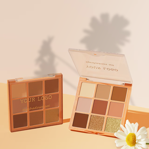 Paleta de sombras de ojos de lujo de 9 colores personalizada al por mayor, pigmento en polvo resistente al agua duradero, purpurina con acabado brillante para maquillaje de ojos - Product Image 1